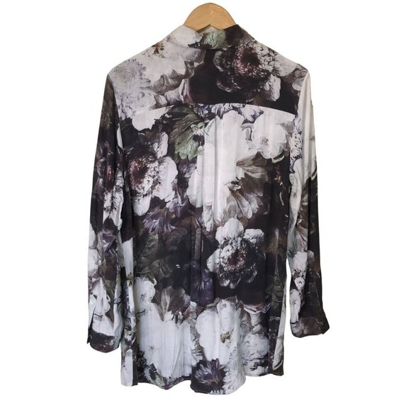 Soft Surroundings Button-Up Shirt Womens L Floral Rayon Career Office Church - Picture 2 of 7